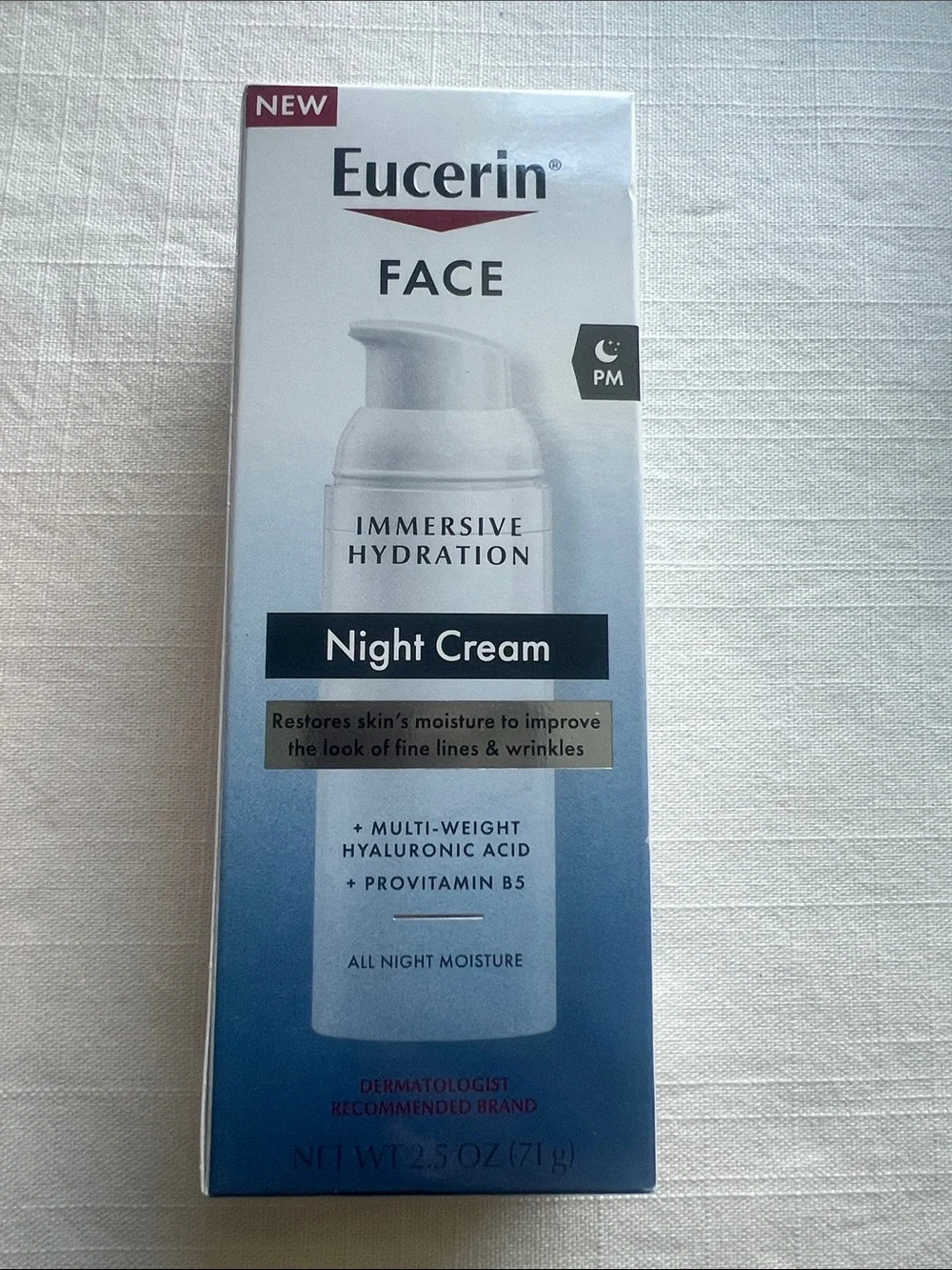 Eucerin Face Immersive Hydration Night Cream Hyaluronic Acid B5 2.5 oz New